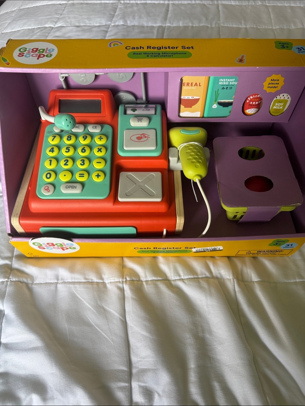 Kids Pretend Cash Register Playset in Coral, Yellow, Mint, Purple